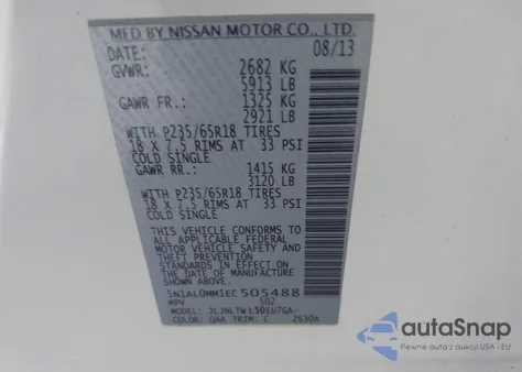 2014 Infiniti Qx60 z USA, uszkodzony, nr VIN 5N1AL0MM1EC505488